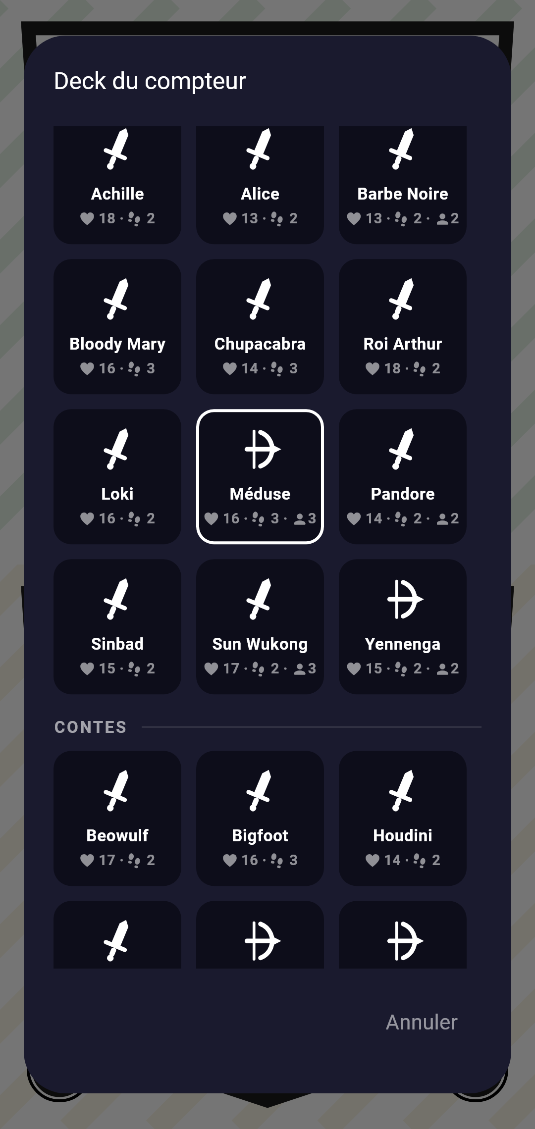 Sans égal — sélecteur des 74 decks